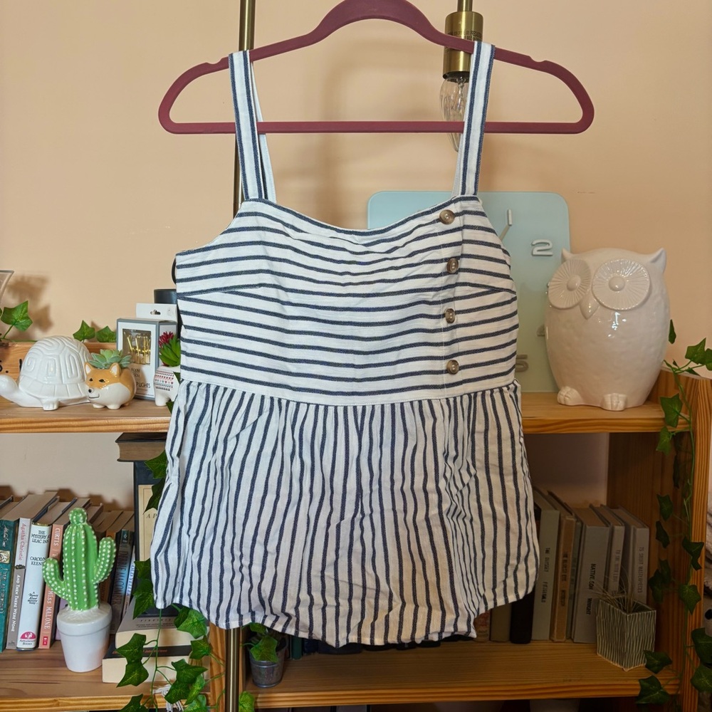 Vero Moda Navy and White Striped Coastal Top